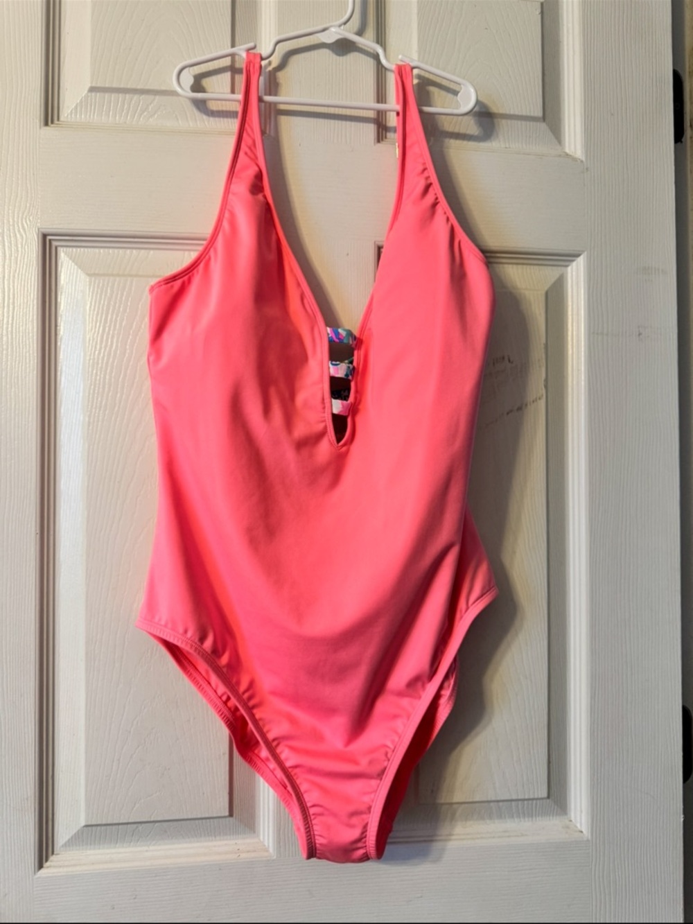 Lilly Pulitzer Neon Pink One-Piece Swimsuit with Multicolor Strap Detail